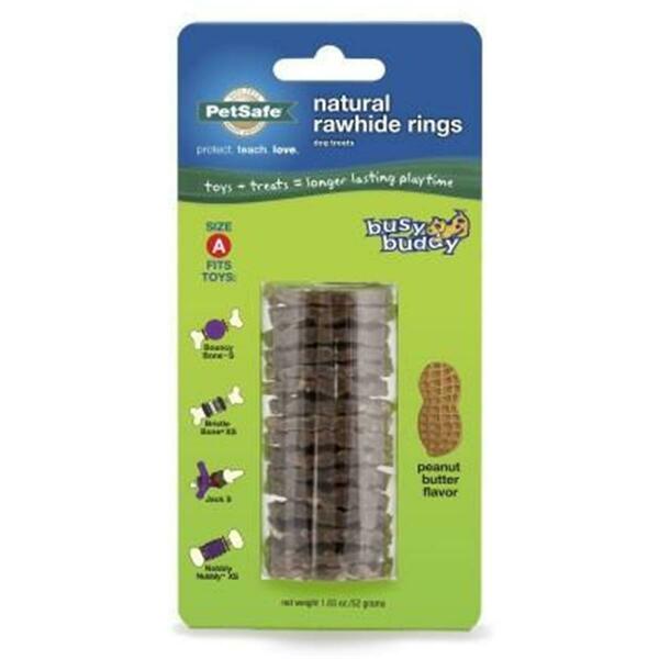 Pet Safe Busy Buddy Rawhide Rings, Peanut Butter - Small 536312